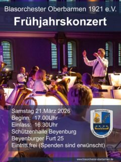 Wir laden euch herzlich zu unserem Frühjahrskonzert ein. Kommt vorbei und lasst euch verzaubern. 
Wir freuen uns auf Euch!🥁🎺

#blasorchesteroberbarmen
#konzert #blasmusik #wuppertal #blasorchester
